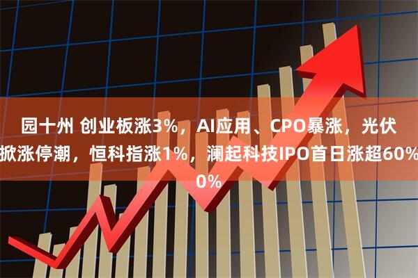 园十州 创业板涨3%，AI应用、CPO暴涨，光伏掀涨停潮，恒科指涨1%，澜起科技IPO首日涨超60%