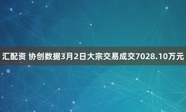 汇配资 协创数据3月2日大宗交易成交7028.10万元